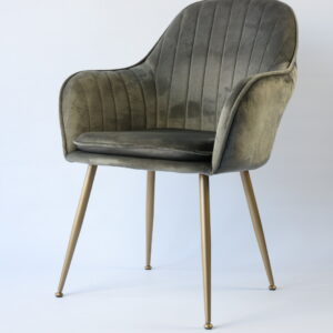 Beleza Velvet Chair Dusty Grey Matt Gold by Lounge Away